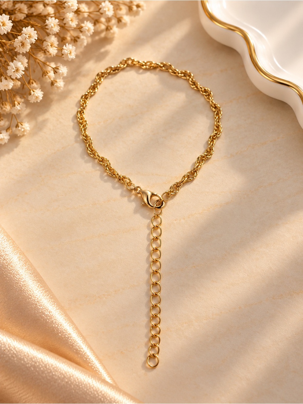 Gold Twisted Rope Chain Bracelet โ Elegant Women's Jewelry